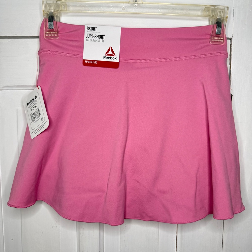 Reebok Girls Active Skort Cashmere Rose Pink Athletic Skirt Shorts 7/8 Sporty